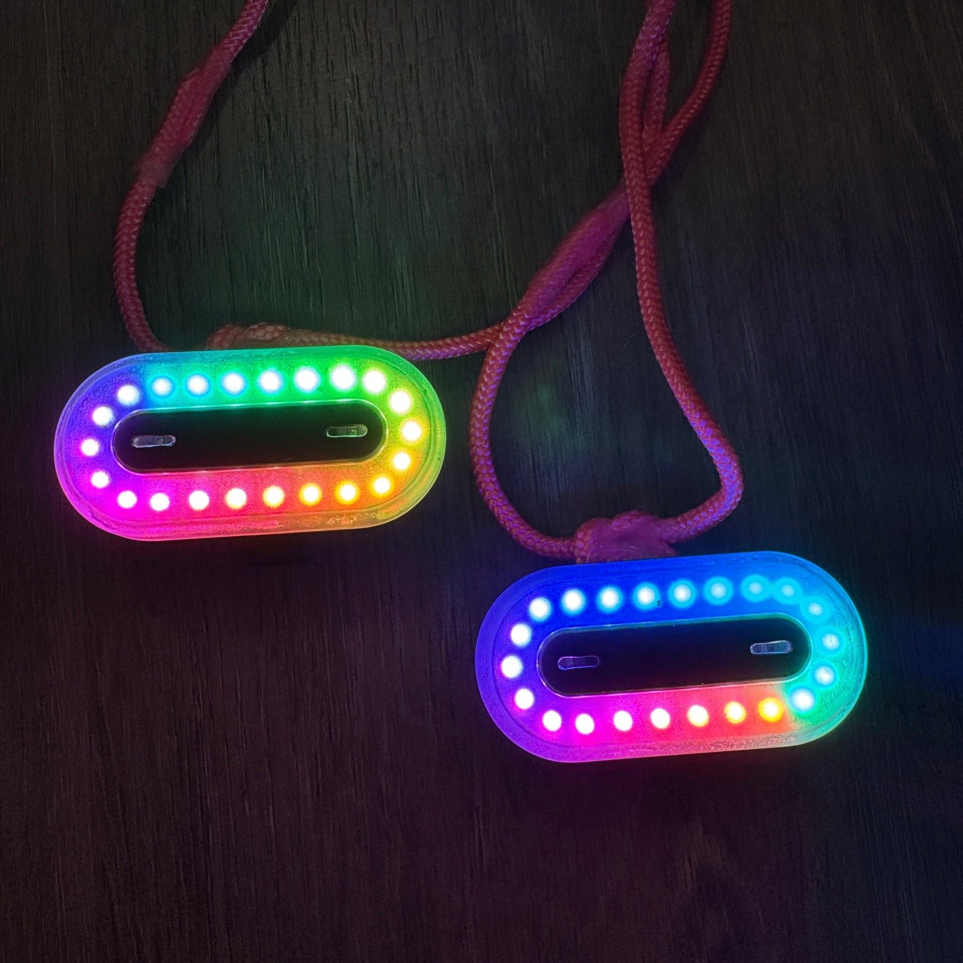 Double the Glow to Glow All Night 2x 14 Mode Multicoloured LED Light w/ Leash - Dirty Twirl